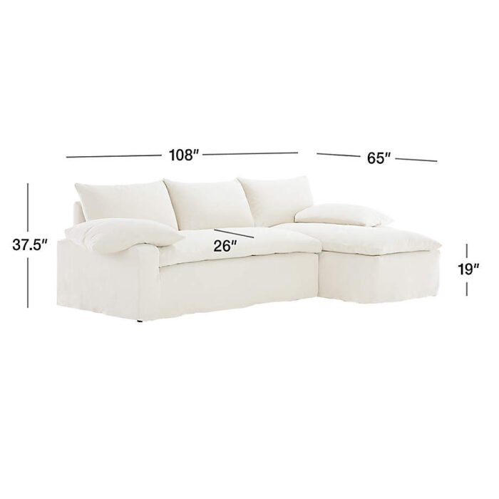 Ever Slipcovered 2-Piece Sectional Sofa with Right Arm Chaise by Leanne Ford