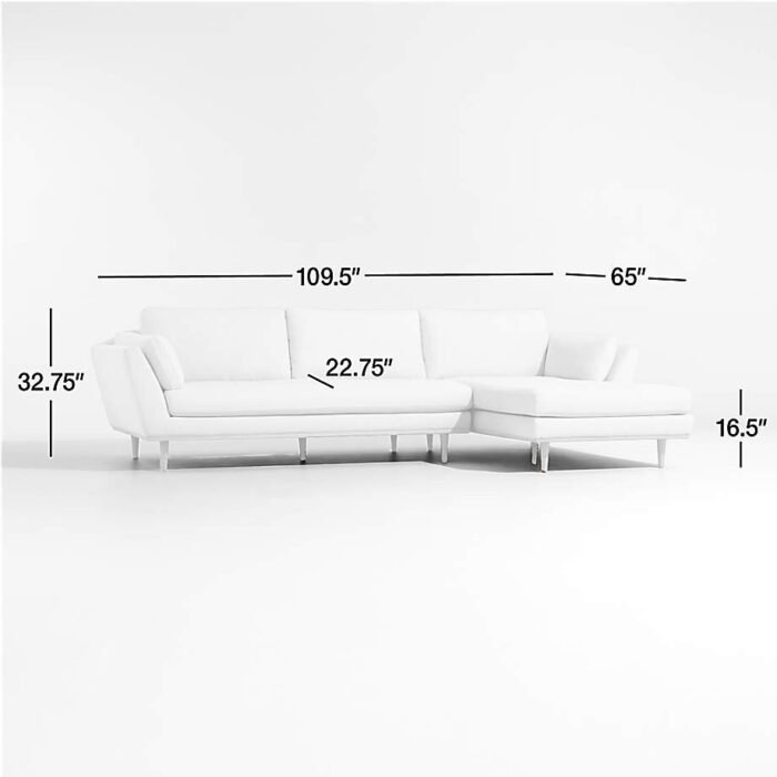 Hague Mid-Century 2-Piece Right-Arm Chaise Sectional Sofa