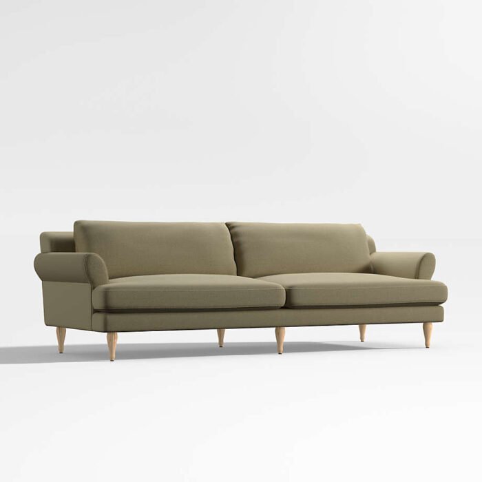 Timson 96" Green Roll-Arm Sofa