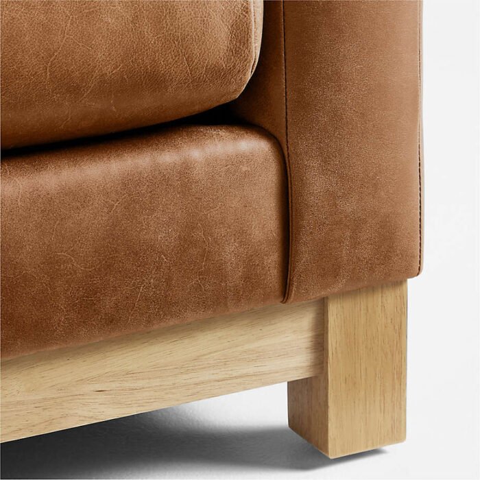 Pacific Wood Leather Bench Sofa