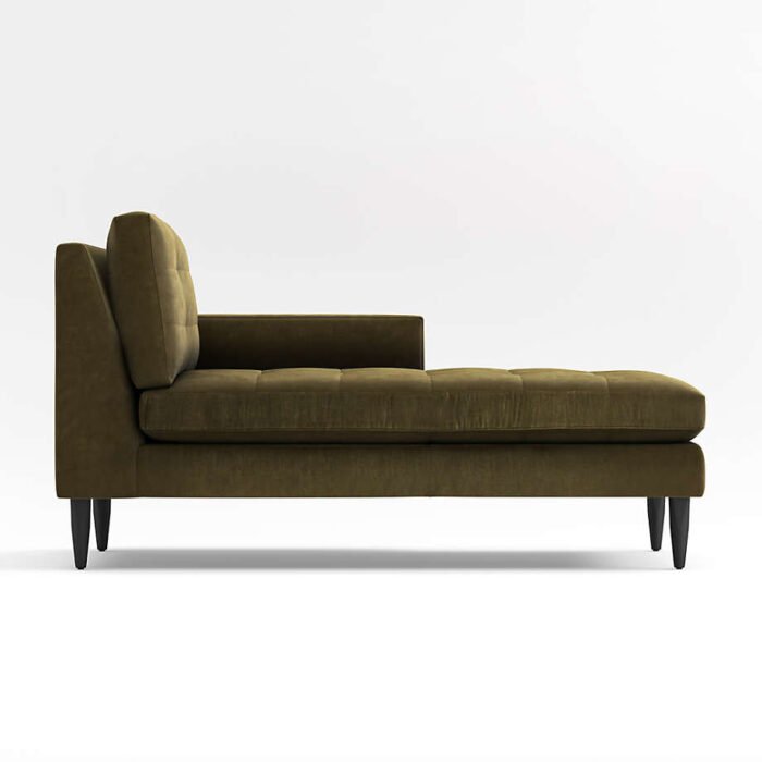 Petrie Velvet Mid-Century Right-Arm Chaise