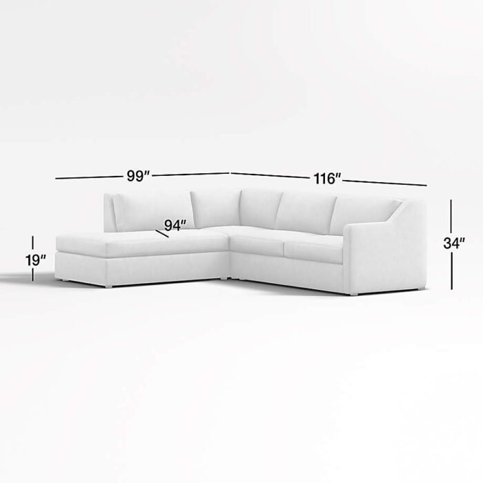 Notch 3-Piece Left-Arm Bumper Sectional Sofa