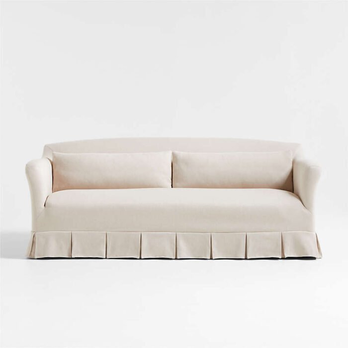 Crawford Apartment Slipcovered Sofa with Box-Pleated Skirt by Jake Arnold