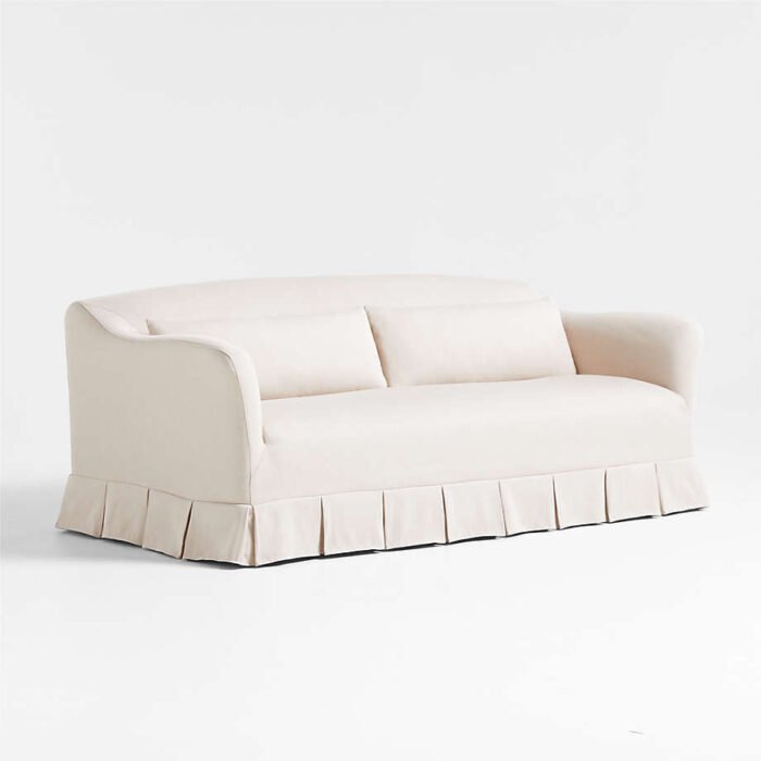 Crawford Apartment Slipcovered Sofa with Box-Pleated Skirt by Jake Arnold