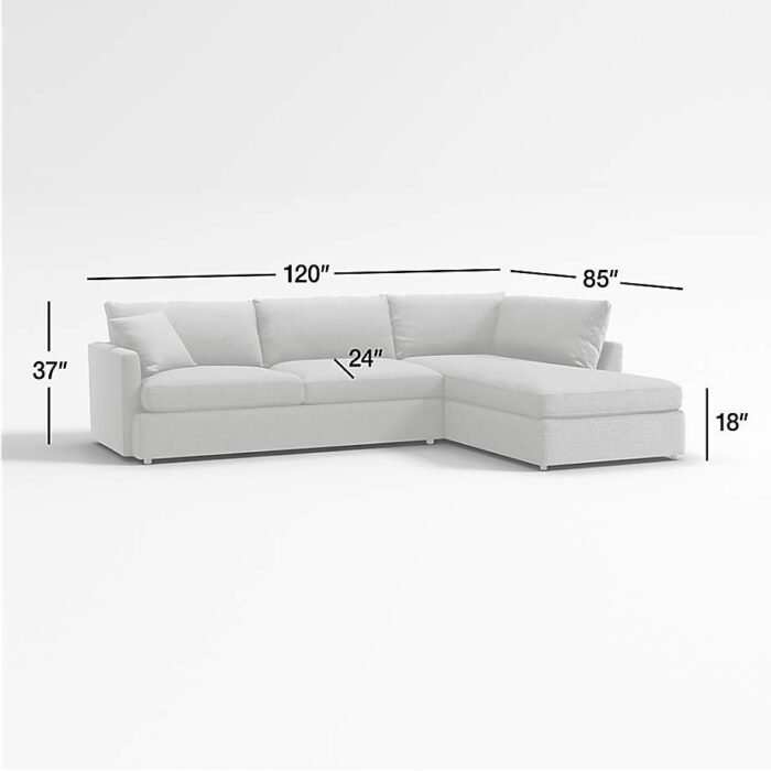 Lounge 2-Piece L-Shaped Sofa with Right-Arm Bumper