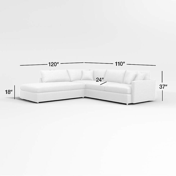 Lounge 3-Piece Left-Arm Bumper Sectional Sofa