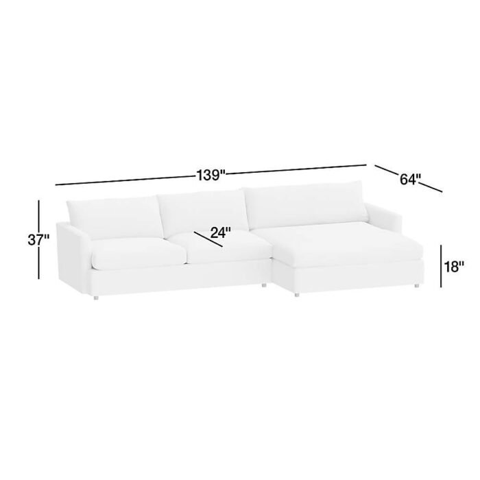 Lounge 2-Piece Right-Arm Extra Wide Chaise Sectional Sofa