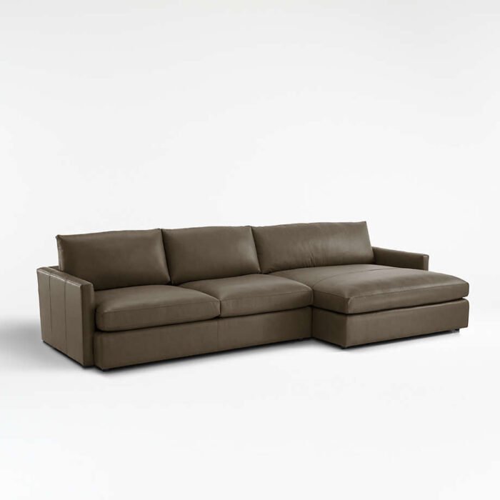 Lounge Leather 2-Piece Right Arm Extra Wide Chaise Sectional Sofa