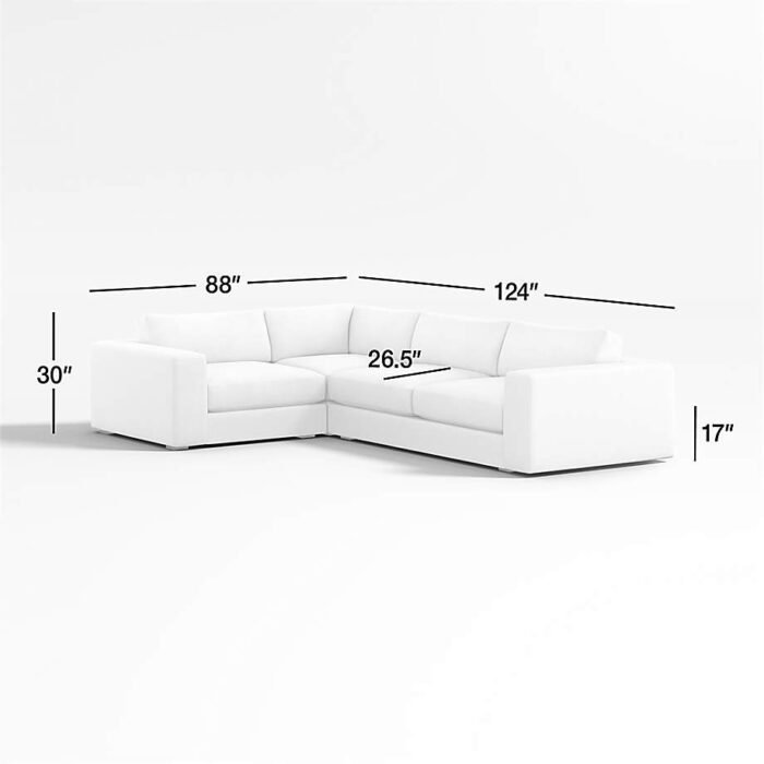 Oceanside Low Deep-Seat 3-Piece L-Shaped Sectional Sofa