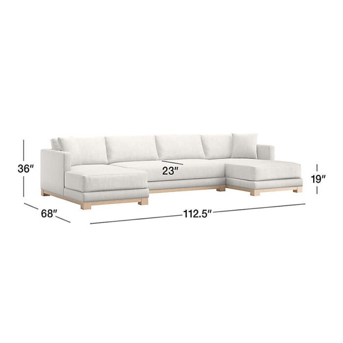 Gather Wood Base 3-Piece U-Shaped Sectional Sofa