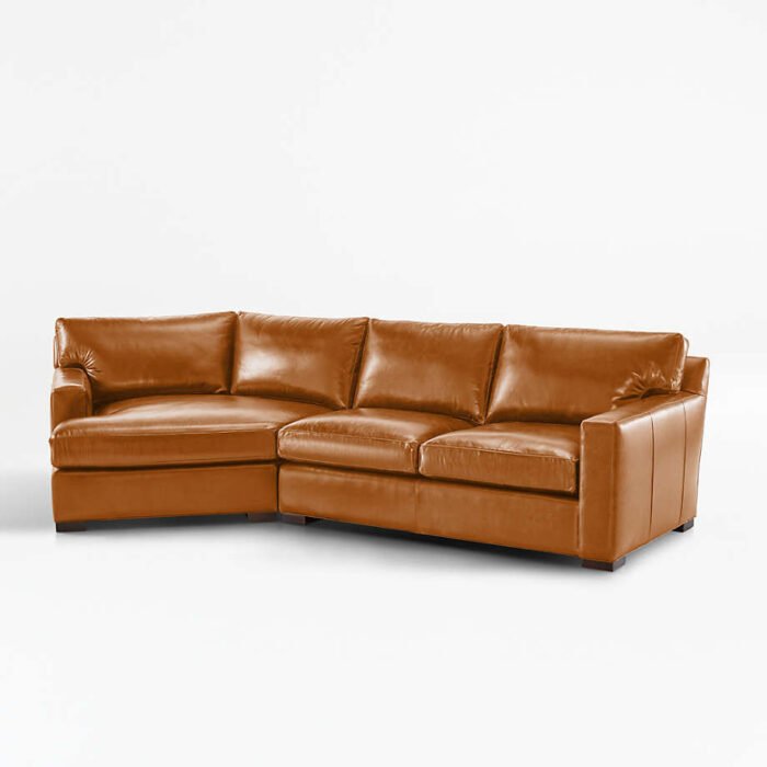 Axis Leather 2-Piece Left Arm Angled Chaise Sectional Sofa