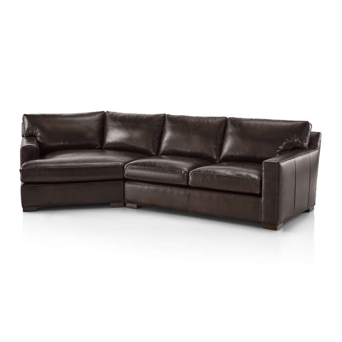 Axis Leather 2-Piece Left Arm Angled Chaise Sectional Sofa