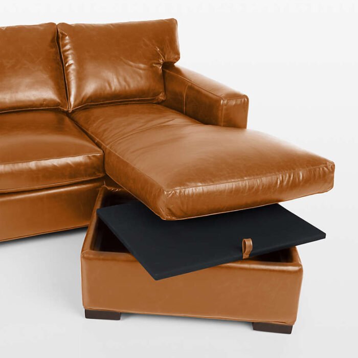 Axis Leather Right Arm 3-Seat Lounger