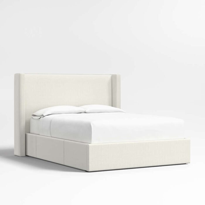 Arden 52" Ivory King Upholstered Headboard with Storage Bed Base