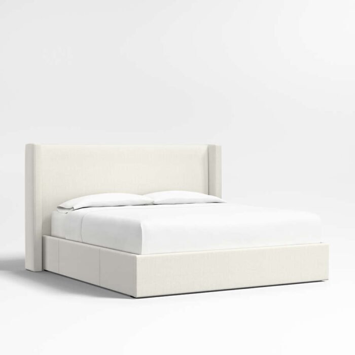 Arden 52" Ivory King Upholstered Headboard with Storage Bed Base