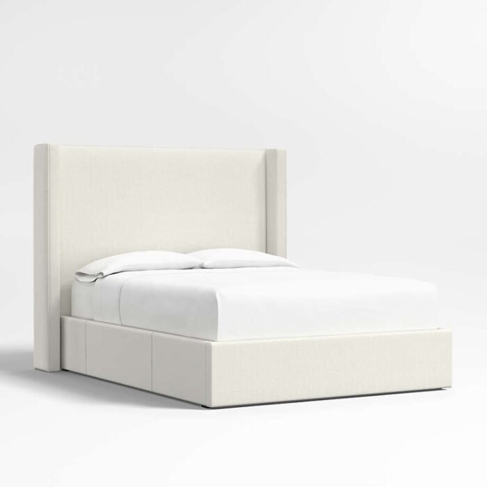 Arden 60" Ivory King Upholstered Headboard with Storage Bed Base