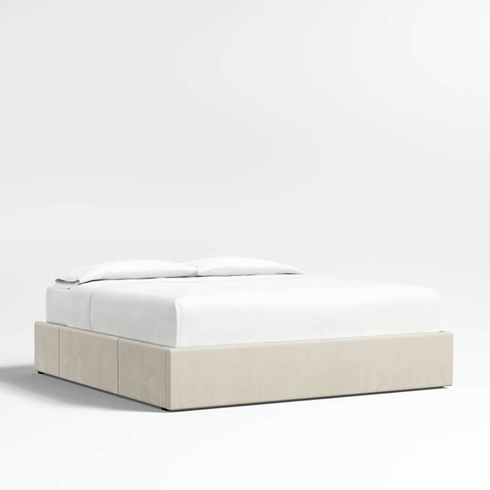 Beige Upholstered King Storage Bed Base