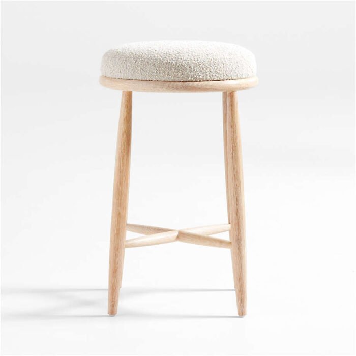 Hobbs Cerused Natural Oak Wood Counter Stool