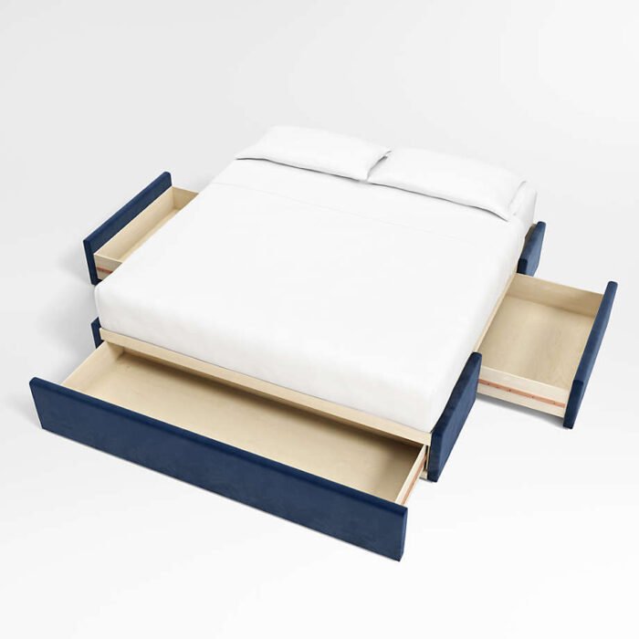 Lafayette 48" Navy King Upholstered Headboard with Storage Bed Base