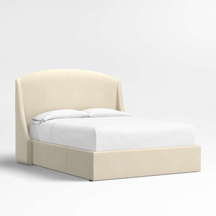 Lafayette 56" Ivory Upholstered King Headboard with Storage Bed Base