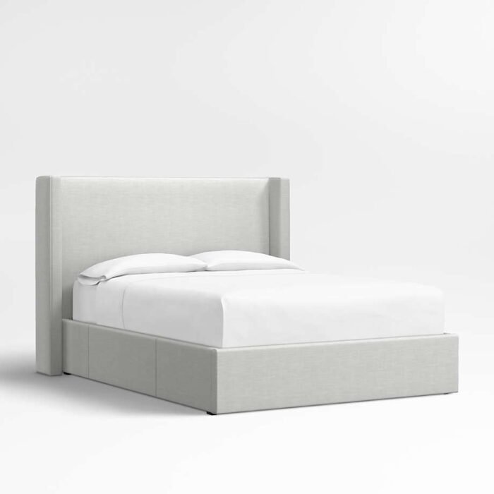 Arden 52" Oyster Grey Queen Upholstered Headboard with Storage Bed Base