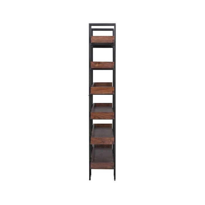 Beckett Dark Brown Wood 6-High Storage Bookshelf Sable