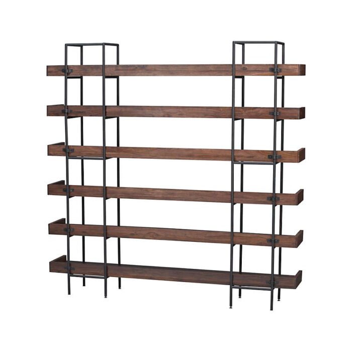 Beckett Dark Brown Wood 6-High Storage Bookshelf Sable