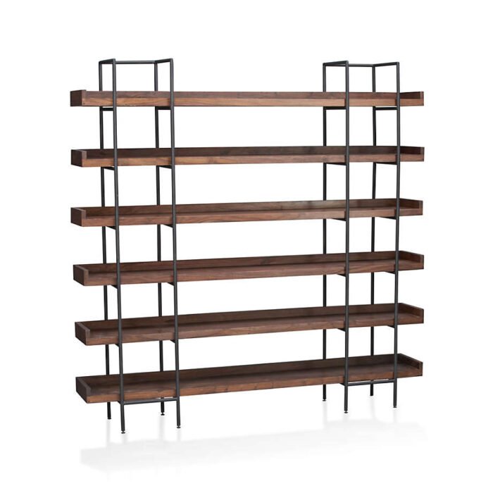 Beckett Dark Brown Wood 6-High Storage Bookshelf Sable