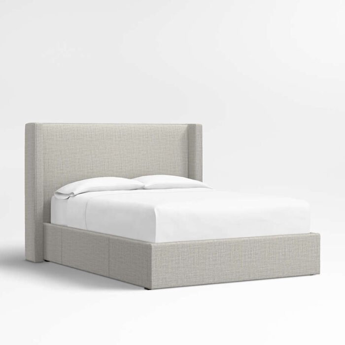 Arden 52" Mist Grey Upholstered King Headboard with Storage Bed Base