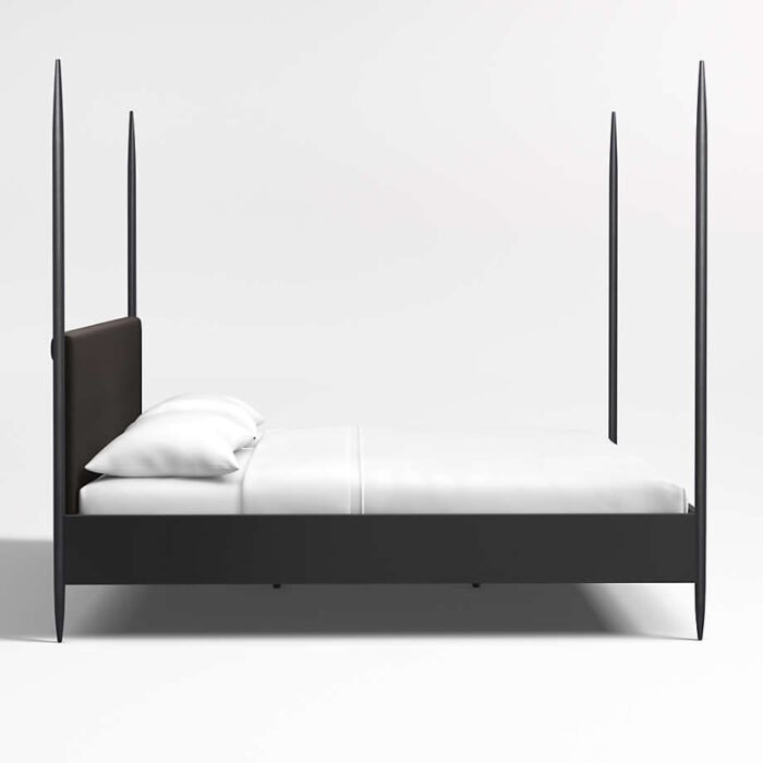 Dearborn Black Four Poster King Bed with Upholstered Headboard