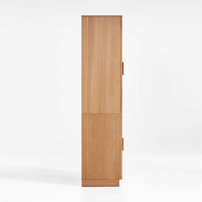 Calypso Natural Elm Modular Wood-Door Base and Glass-Door Bookshelf Hutch