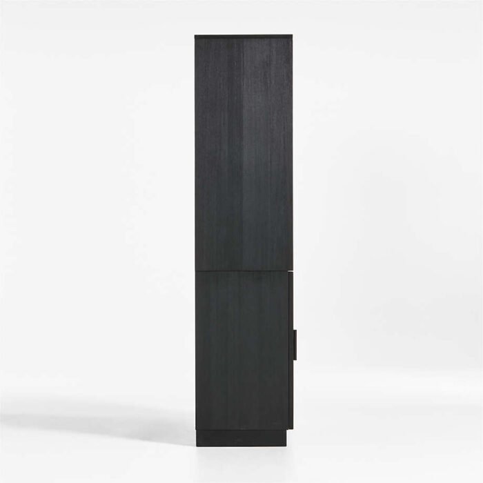 Calypso Black Elm Wood Modular Glass-Door Base and Bookshelf Hutch