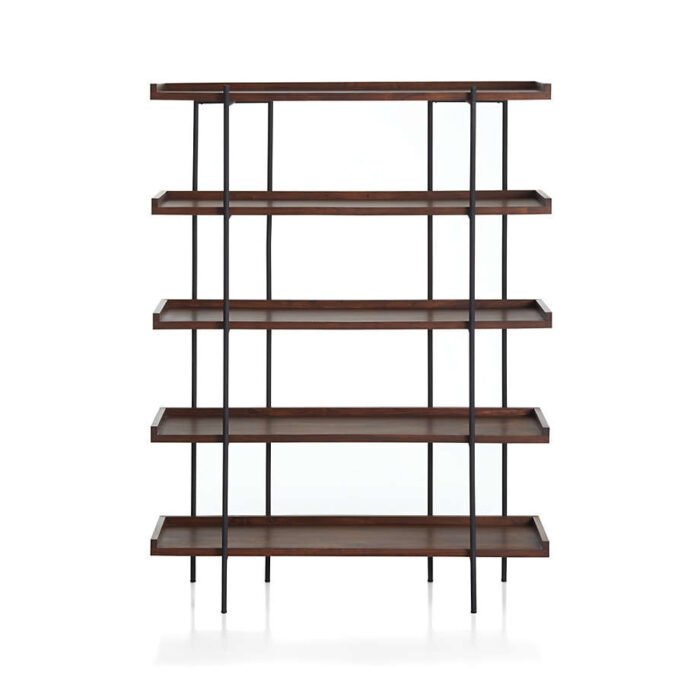 Beckett Dark Brown Wood 5-High Storage Bookshelf Sable