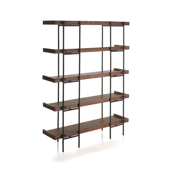 Beckett Dark Brown Wood 5-High Storage Bookshelf Sable