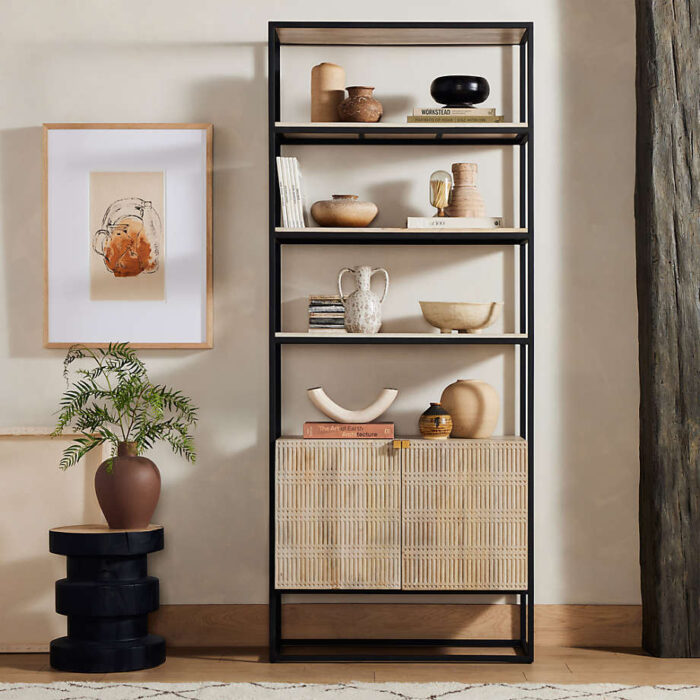 Ivan Light Wash Wood Storage Bookcase