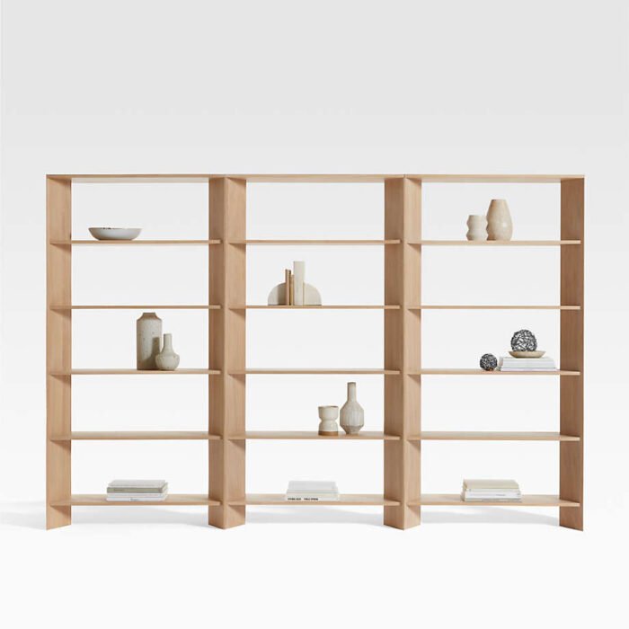 Terrazza Natural Oak 5-Shelf Bookcases, Set of 3