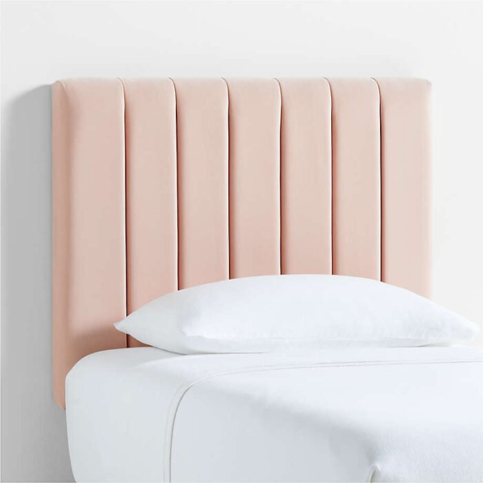 Channel Velvet Pink Twin Charging Wall-Mounted Headboard