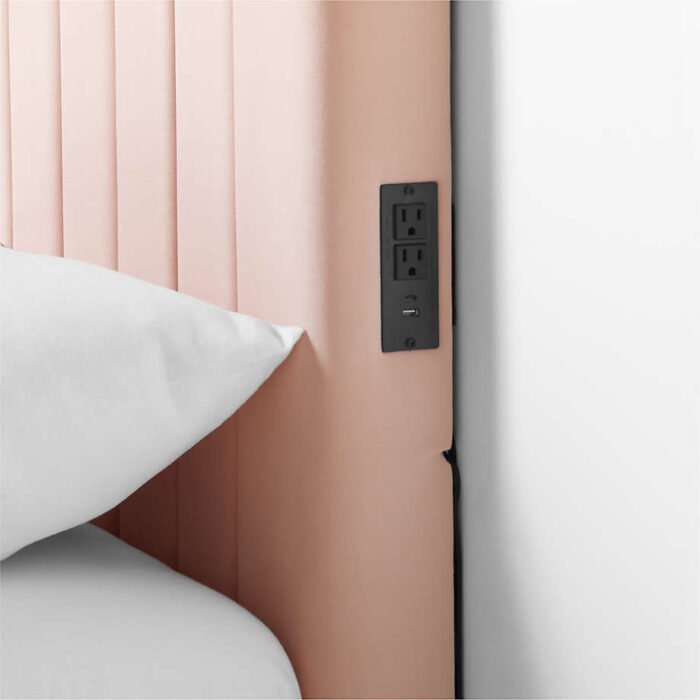 Channel Velvet Pink Twin Charging Wall-Mounted Headboard