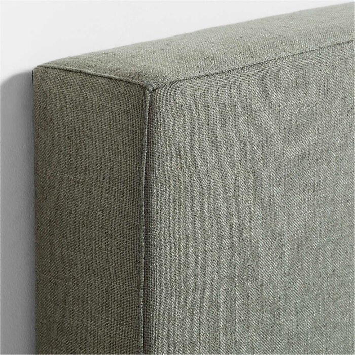 Square Linen Green Twin Charging Wall-Mounted Headboard