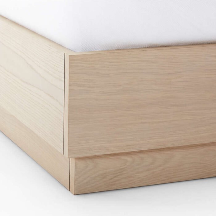 Batten White Oak Queen Plinth-Base Bed, Panels and Nightstands