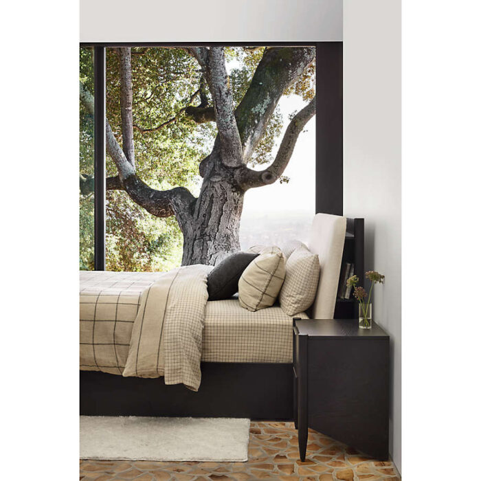 Casa Black Oak Wood King Storage Bed with Outlet