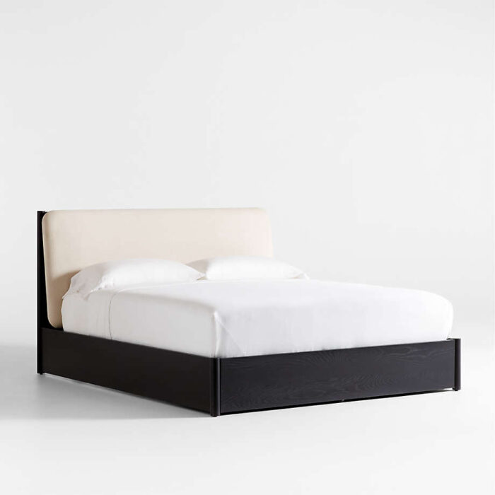 Casa Black Oak Wood King Storage Bed with Outlet