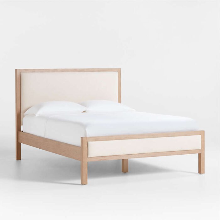 Keane Weathered Natural Wood Upholstered Queen Bed