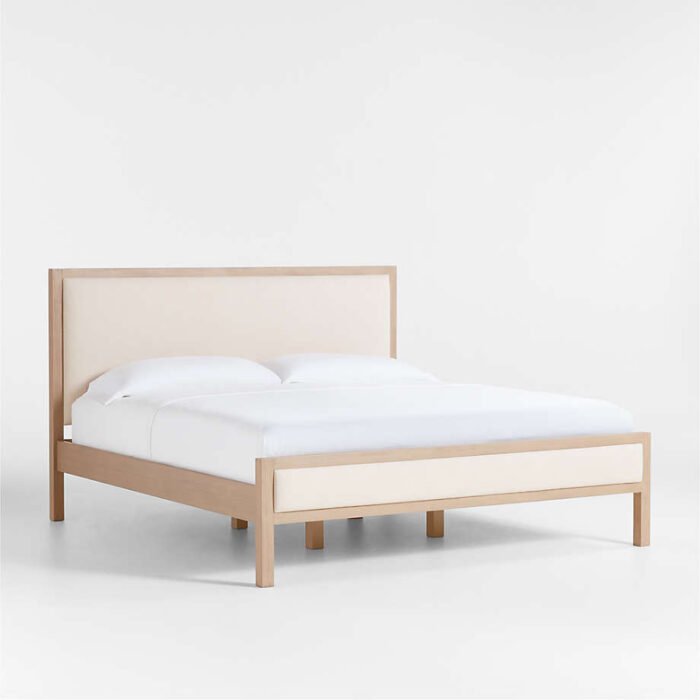 Keane Weathered Natural Wood Upholstered King Bed