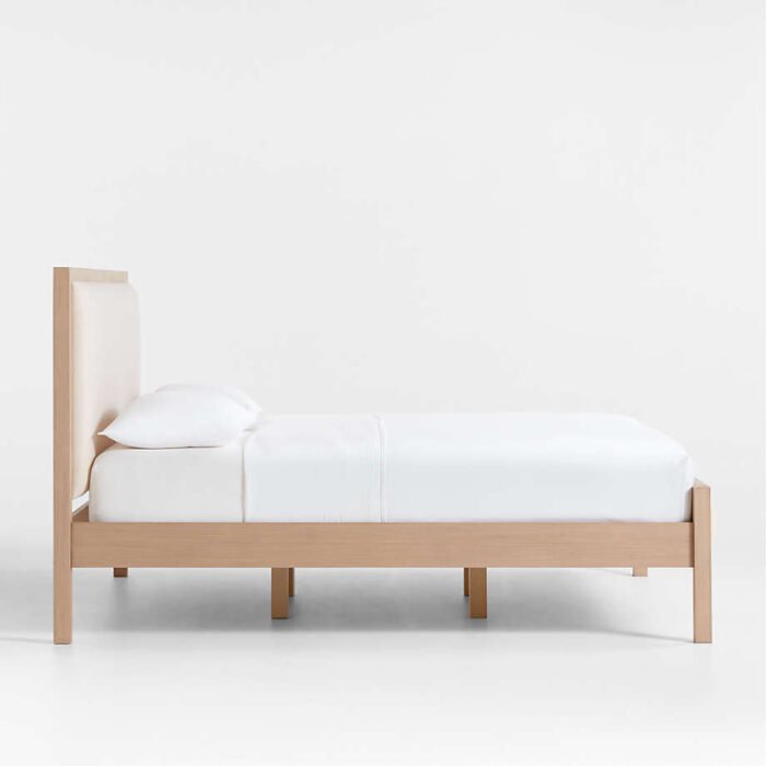 Keane Weathered Natural Wood Upholstered King Bed