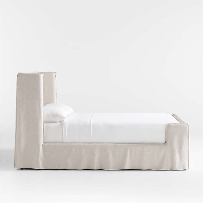 Positano Oatmeal Ivory Slipcovered Queen Bed