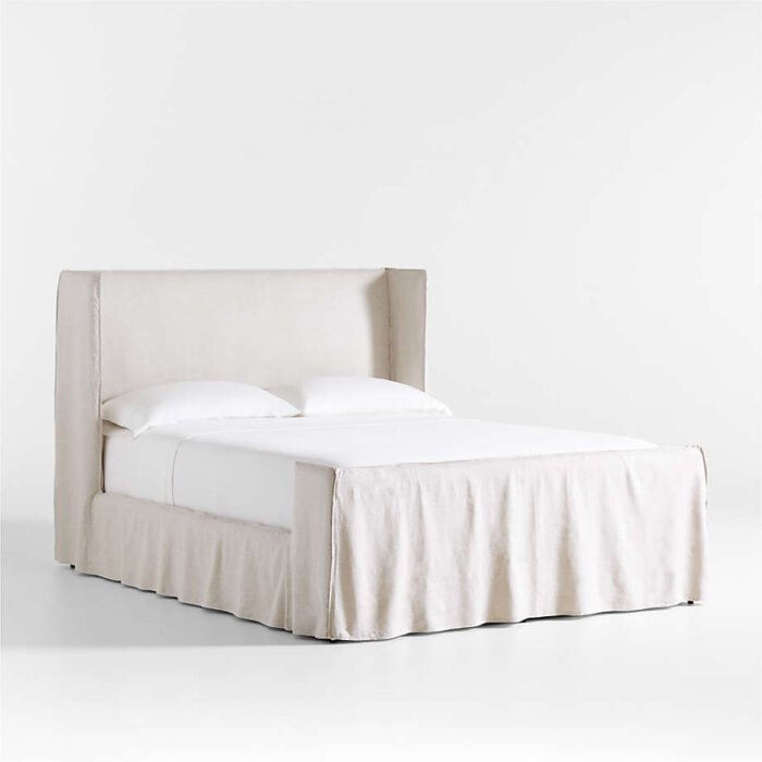 Positano Oatmeal Ivory Slipcovered Queen Bed