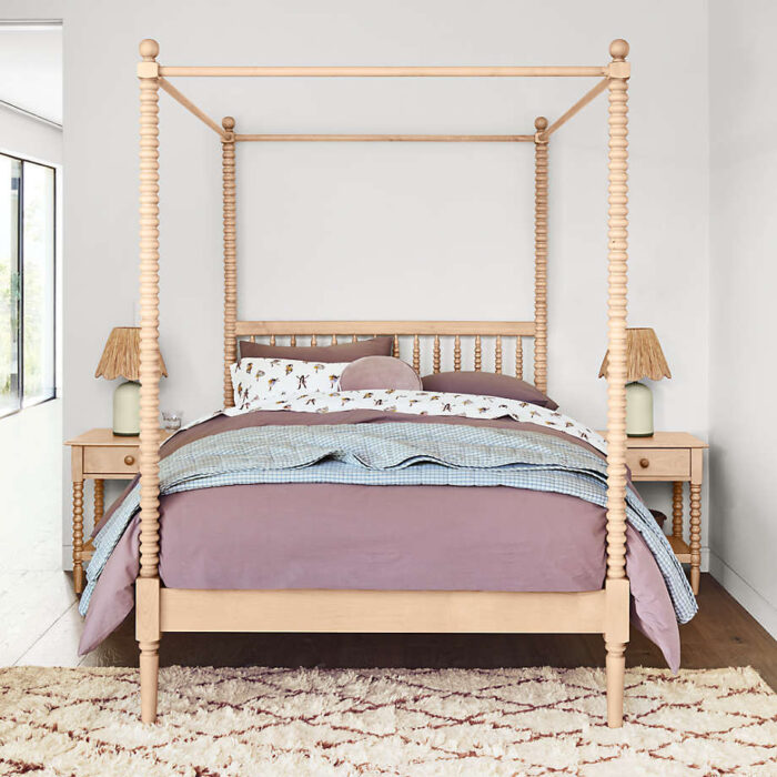 Jenny Lind White Wood Spindle Kids Canopy Full Bed