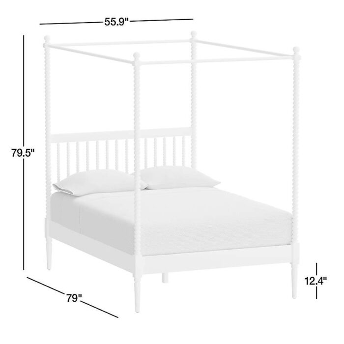 Jenny Lind White Wood Spindle Kids Canopy Full Bed