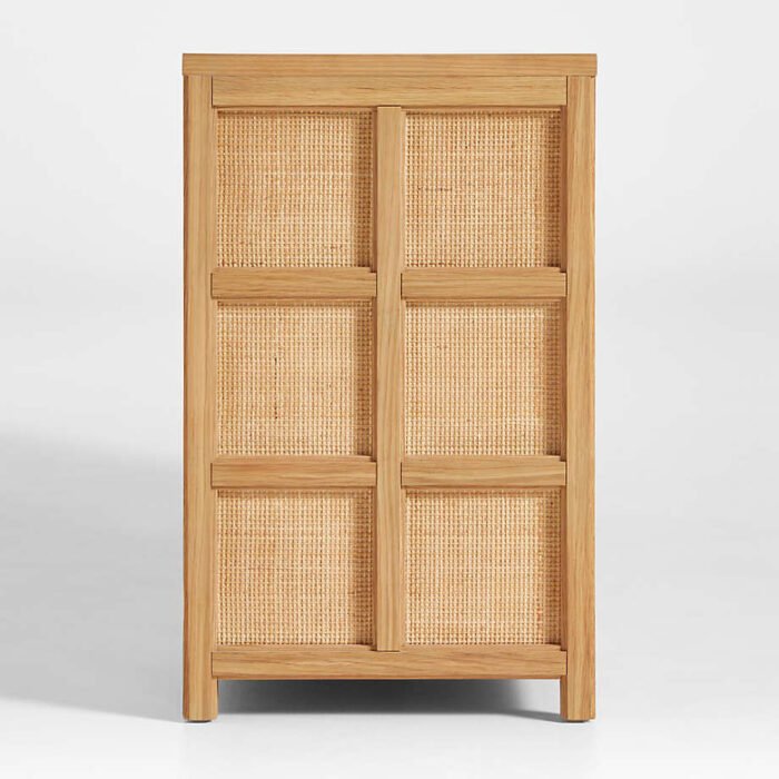 Campagna Rattan and Natural Oak Wood 6-Drawer Dresser